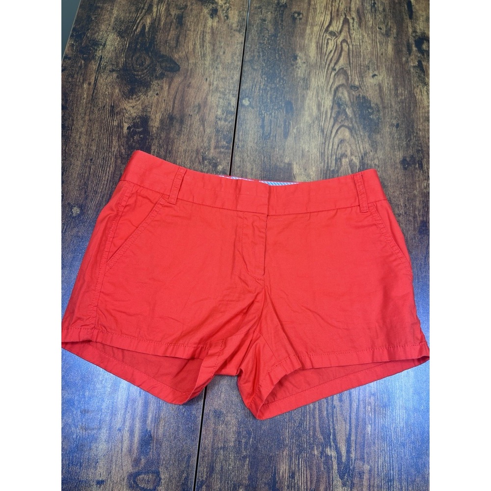 J Crew Women's City Fit Chino Shorts Size 4 Red Mid Rise Preppy Summer